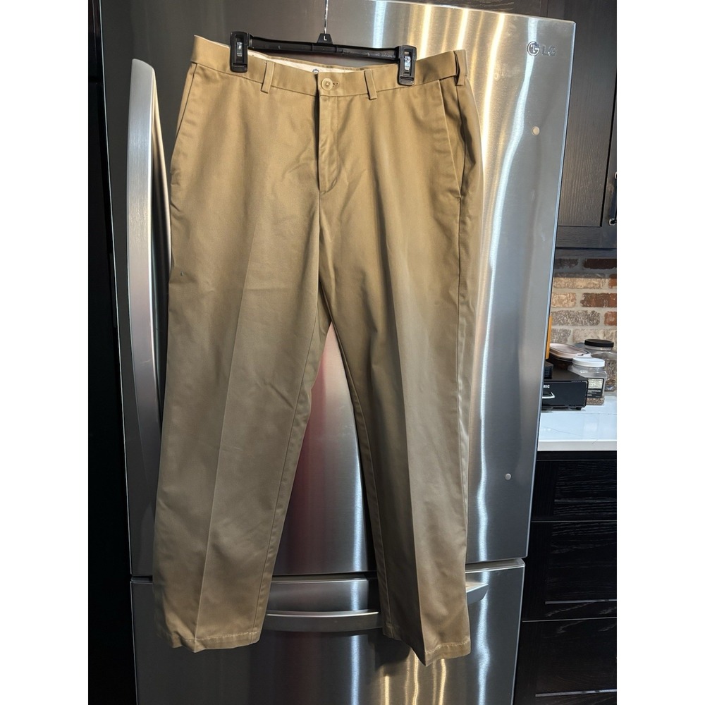 Haggar Mens Premium No Iron Khaki Classic Fit FLAT Front Dress Pants Khaki 36X31